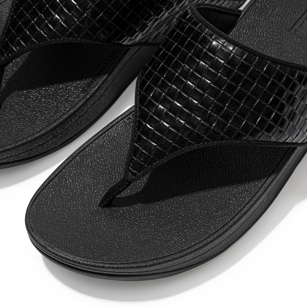 Fitflop Womens Sandals - Olive Metallic Leather Toe-post - Black - 810-UPVCOI